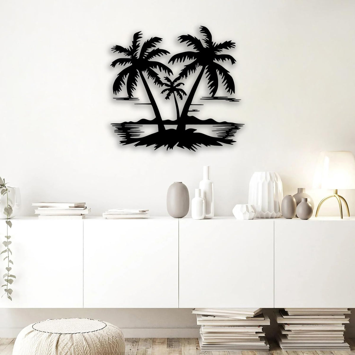 OPTYBVFD Tropical Palm Tree Metal Wall Decor - Room Decor Wall Art Home Decor for Living Room, Bedroom, Dining Room, Office, Coastal, Beach (Black)