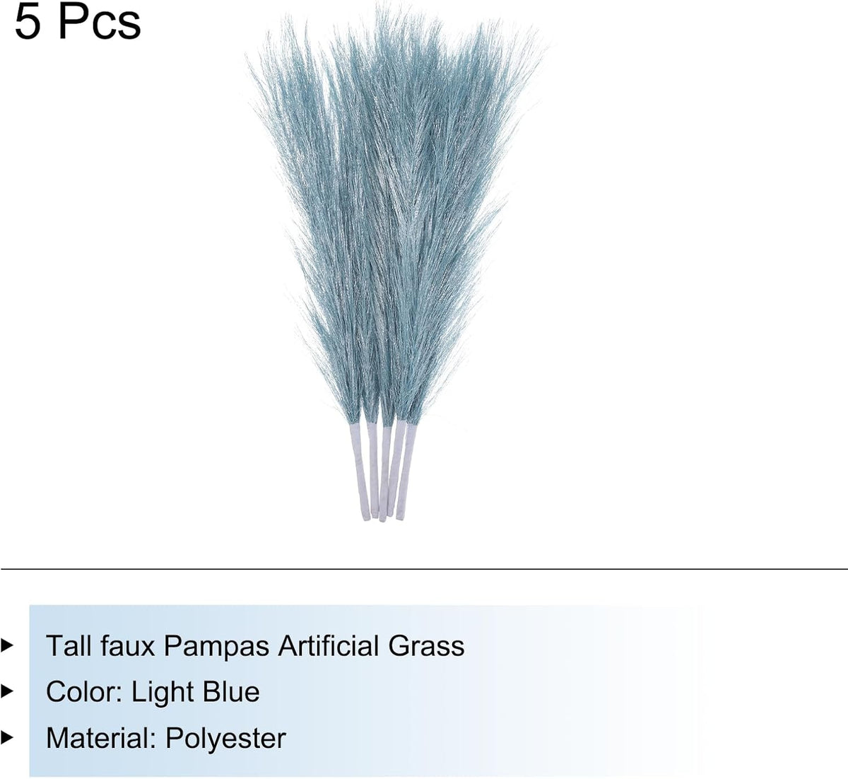 MECCANIXITY 5Pcs Faux Pampas Grass Small 45cm/17.7" Fake Fluffy Pampas Grass 7 Branches Artificial Vase Filler for Home Office Vase Wedding Decoration Light Blue