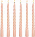 6 Pack 10 Inch Peach Spiral Taper Candles for Holiday Home Decoration, Unscented Dripless Twisted Candlesticks for Dinner Party Wedding Valentine's Day Baby Shower and Easter