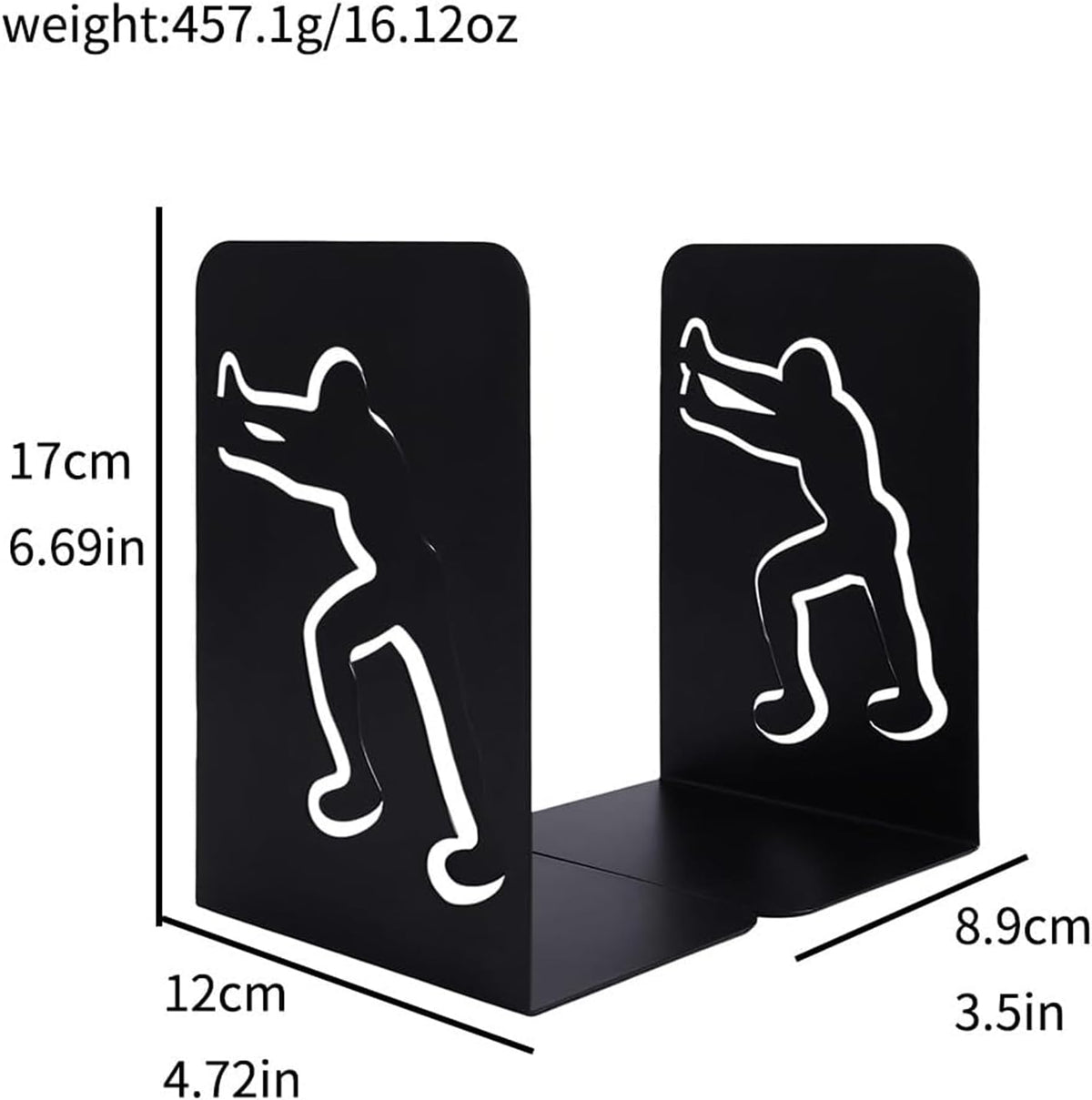 Human Silhouette Metal Bookend for Shelves