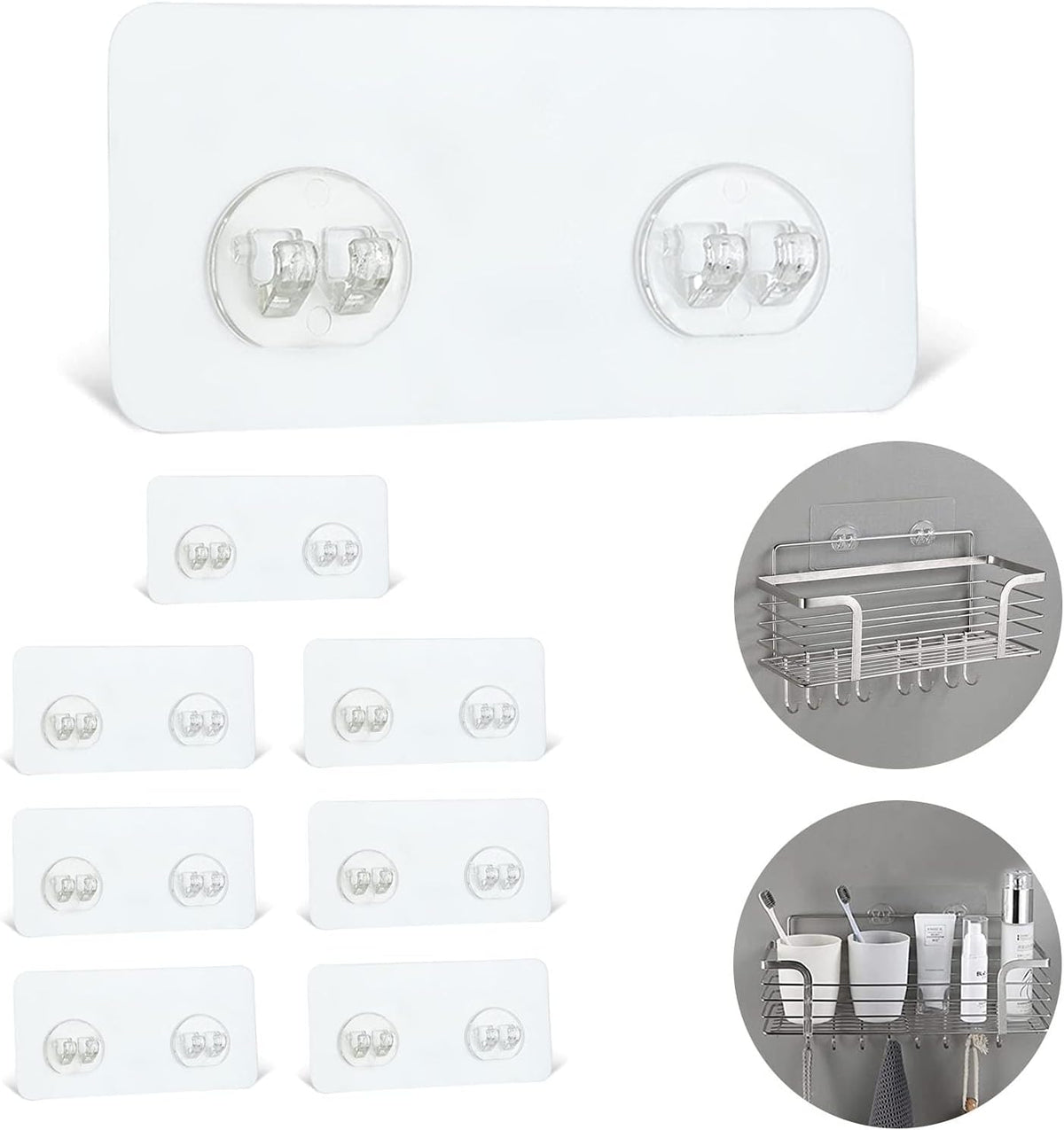 8 Pack Shower Caddy Adhesive Hooks Replacement for Bathroom Shower Caddy