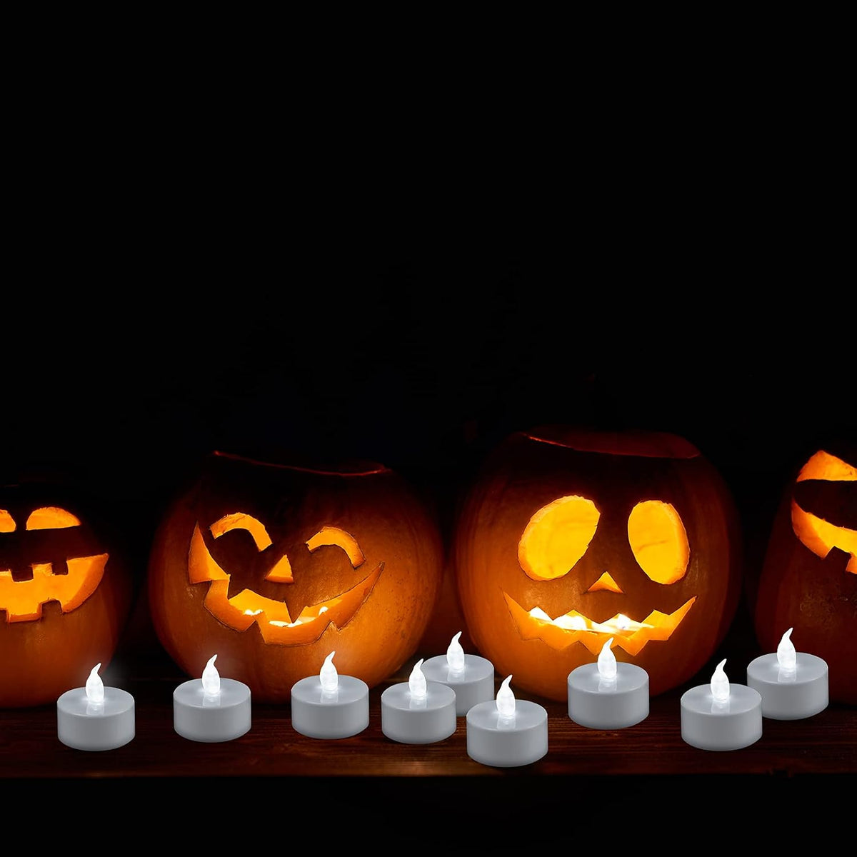 VETOUR 12pcs LED Tea Lights,Battery Operated Tealights Candles Realistic Flickering Pumkin TeaLight Candle Long Lasting Electric Fake Candles Decoration Cold White Light
