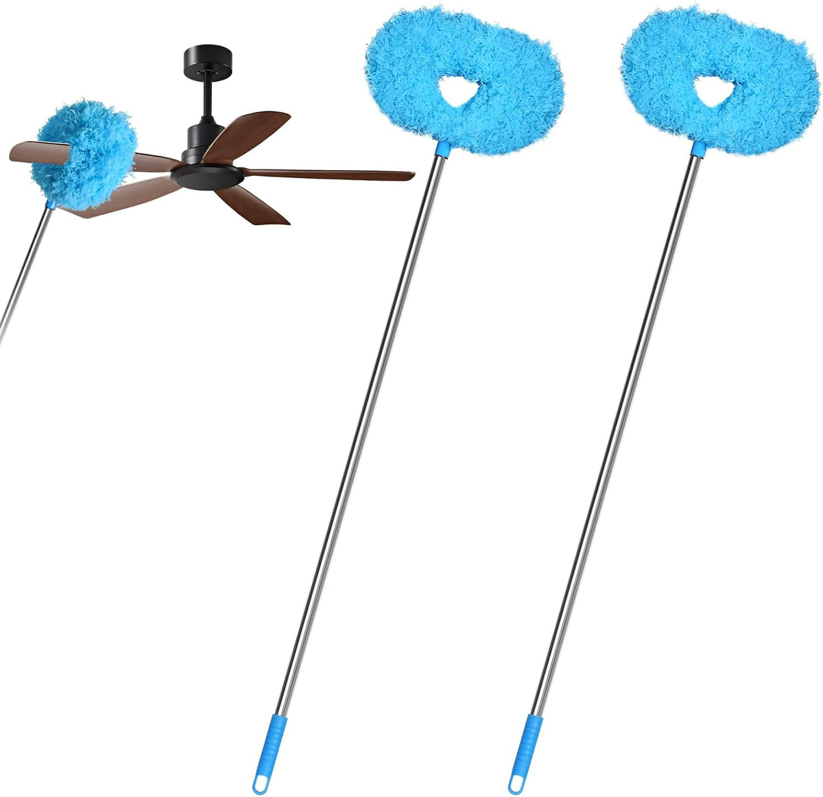 2PCS Ceiling Fan Cleaner Duster, Adjustable Microfiber Duster, Blue
