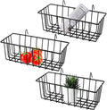 Gddochn 3 Pack Grid Panel Hanging Wire Basket, Storage and Display Basket for Wall, Kitchen, Home Decor Supplies, Potted Plants, Black
