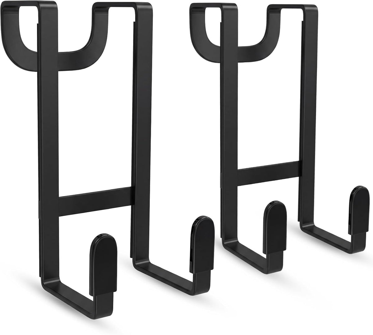 FYY 2 Packs Over The Door Hooks, Heavy Duty Door Hanger Hook, No Drill Wall Hooks for Hanging Coat, Towel, Bag in Bathroom, Closet Fits Most Doors Up to 1-7/8" Thickness （Black）