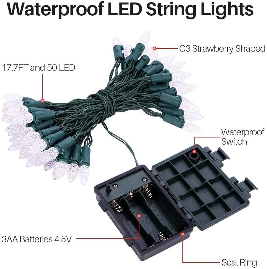 ASENEK Christmas String Lights (Warm White, C3 50LED)