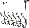 Twisted Design Over The Door Hook Rack With 12 Hooks - Towel, Coat Hanger for Bathroom, Bedroom or Laundry Room (Black)