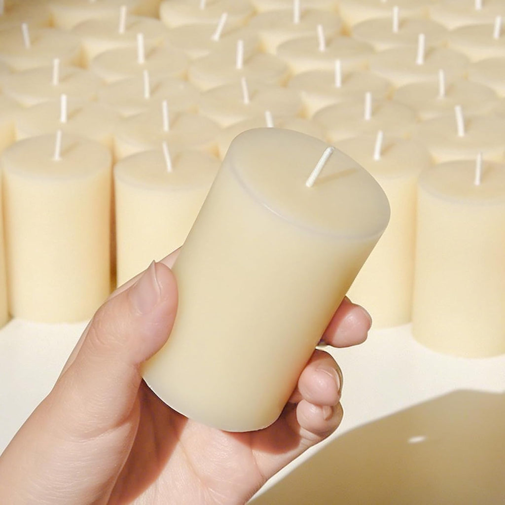 DEYBBY 2x3 inch Cream White Natural Beeswax Pillar Candles Set of 4