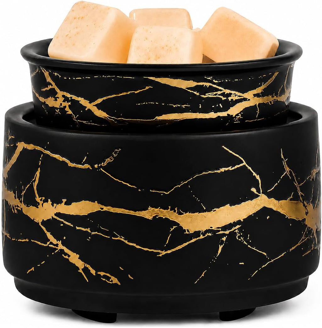PALANCHY Electric Wax Warmer for Scented Wax Melts Black and Gold Ceramic
