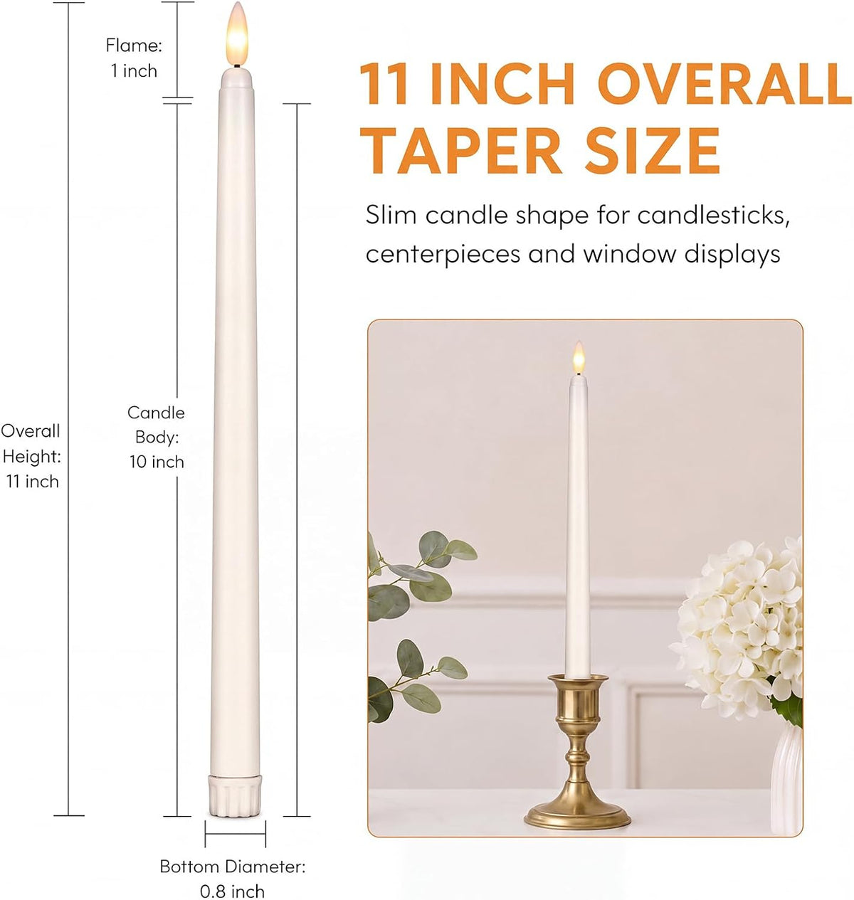 Reginary 36 Pcs Flameless Taper Candles Battery Operated,Ivory