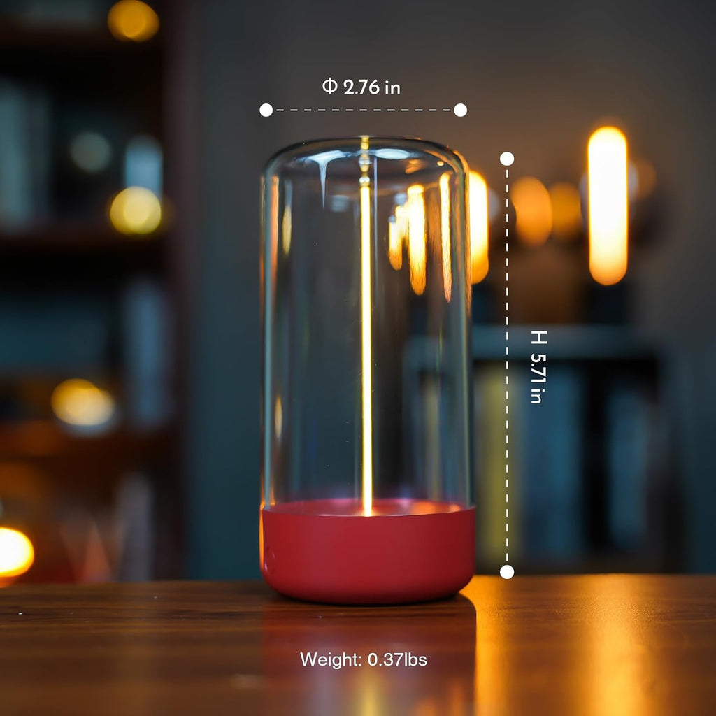 AUGE LIGHT Mini Minimalist Cordless Table Lamp, Rechargeable Ambient Light, Red