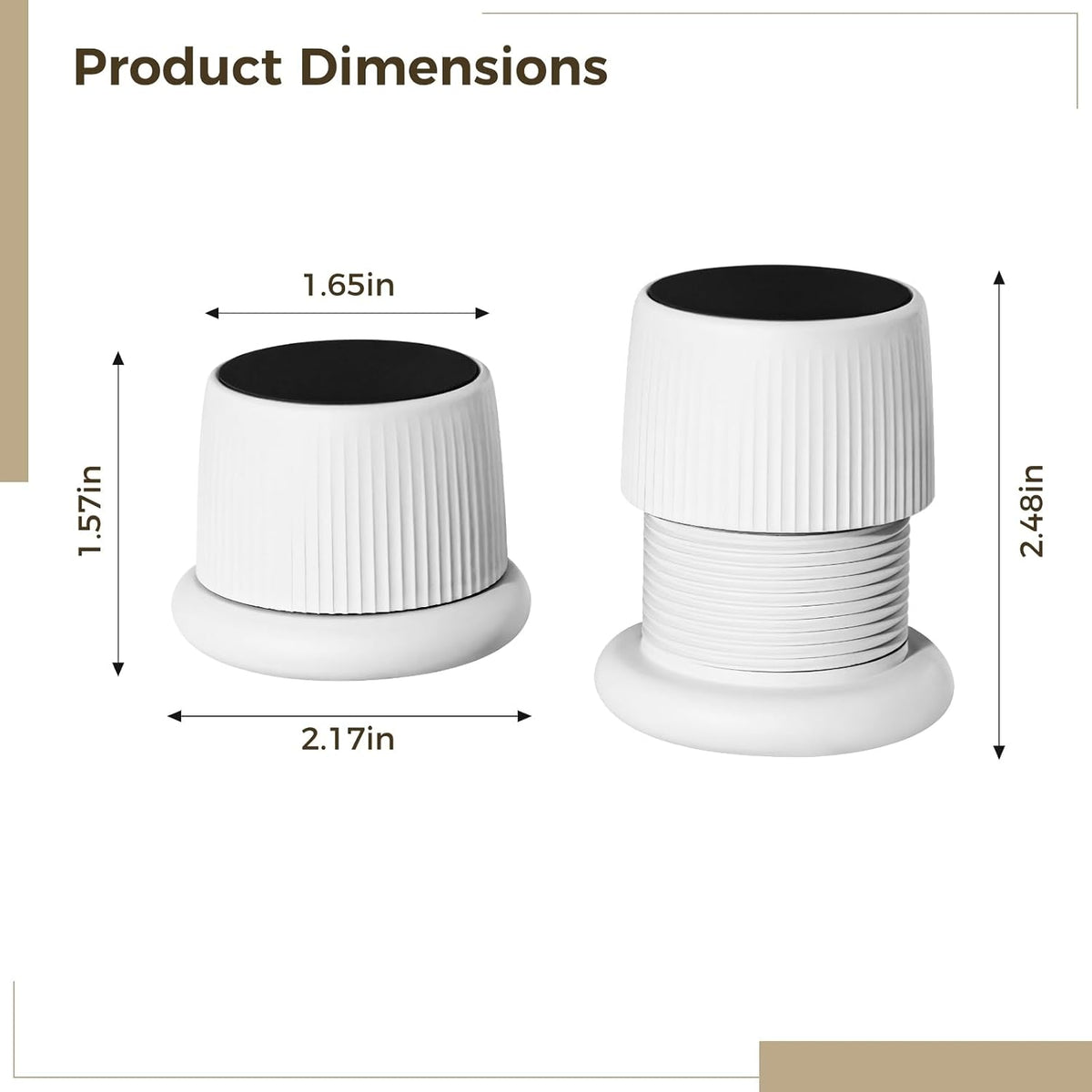 4 Pcs Furniture Leg Elevators, Robust White Screw Design Adjustable Furniture Risers with Anti-Slip Pads, 1.57-2.48 in Height Adjustable Bed Risers for Cabinet, Desk, Table & Bed