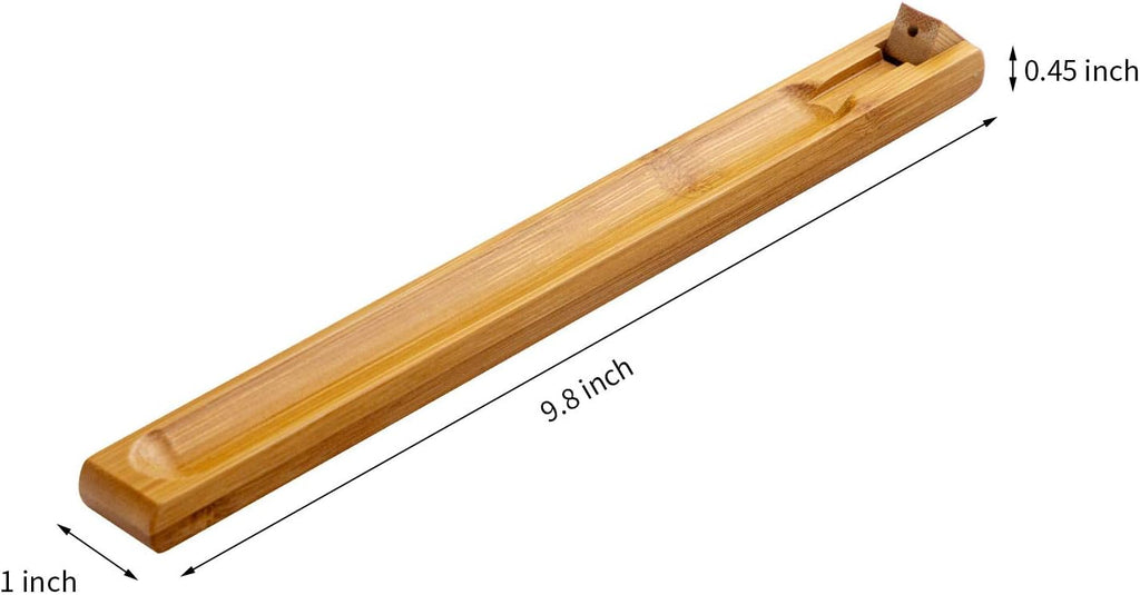 Bamboo Wood Incense Holder for Sticks with Adjustable Angle, Incense Burner with Ash Catcher, 9.8 Inches