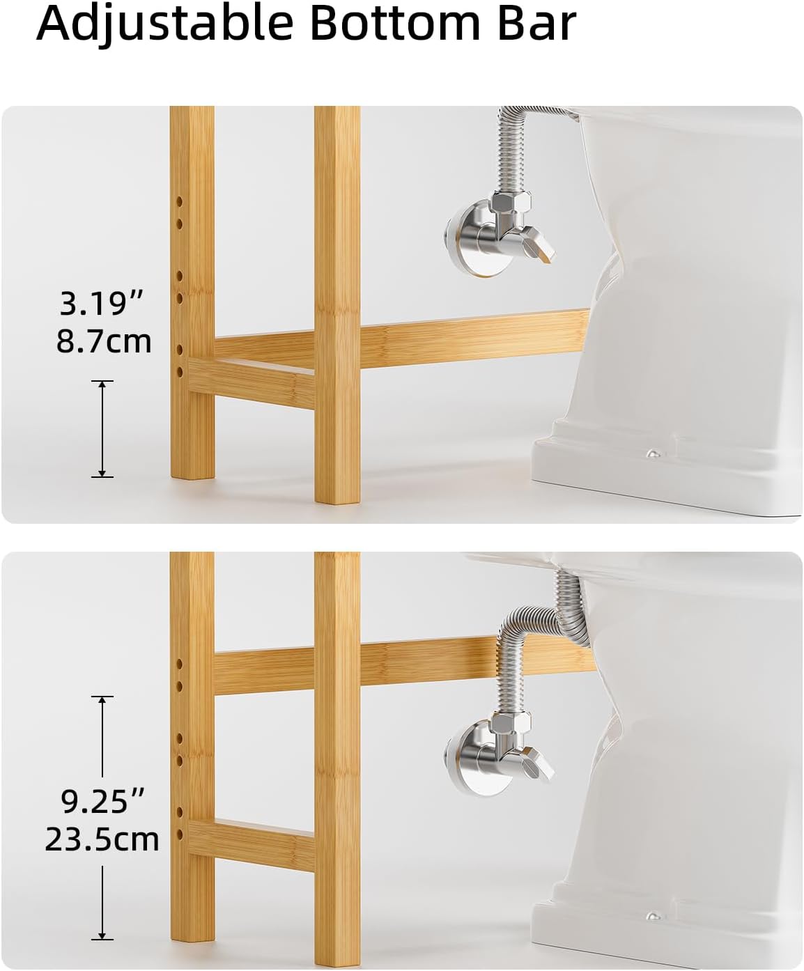 SMIBUY Bathroom Storage Shelf, Bamboo Over-The-Toilet Organizer Rack, Freestanding Toilet Space Saver with 3-Tier Adjustable Shelves (Natural)