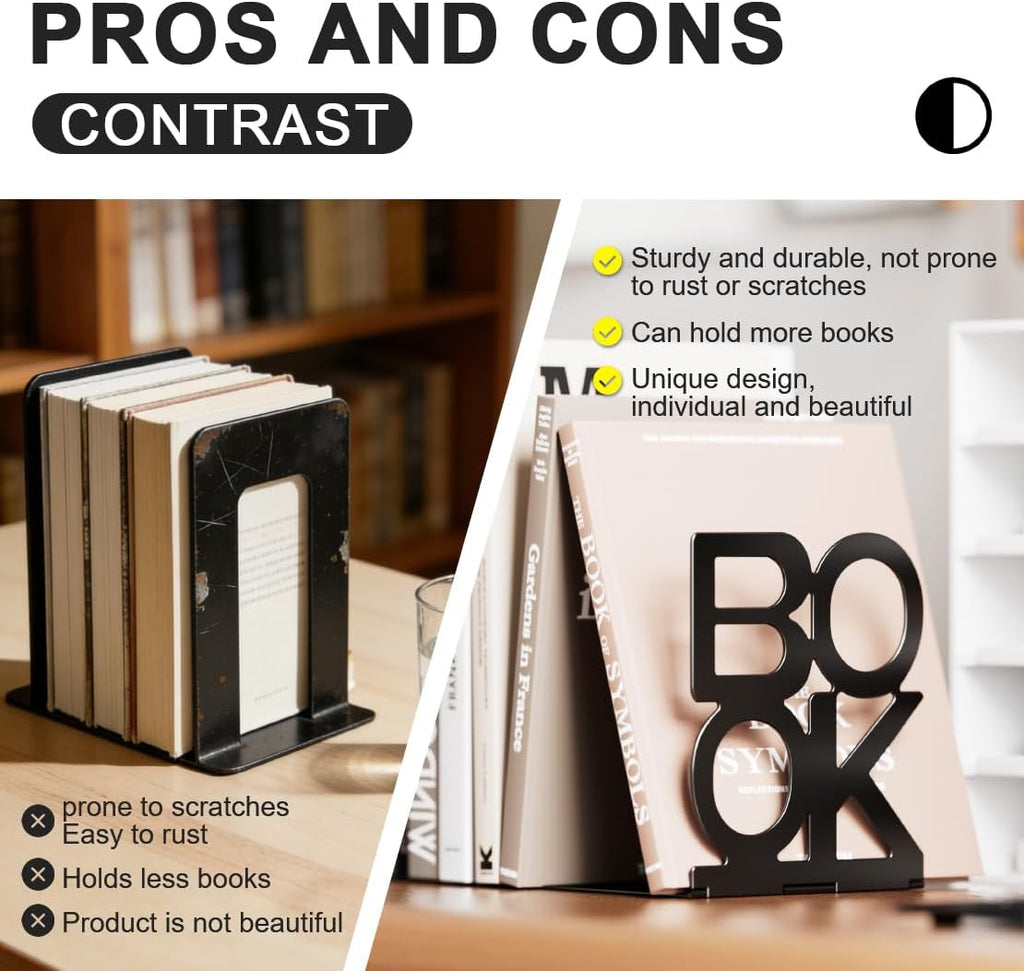 Book Ends,Bulk 6 Pair Bookends Folding Book Ends Metal Bookend (6 Pair)