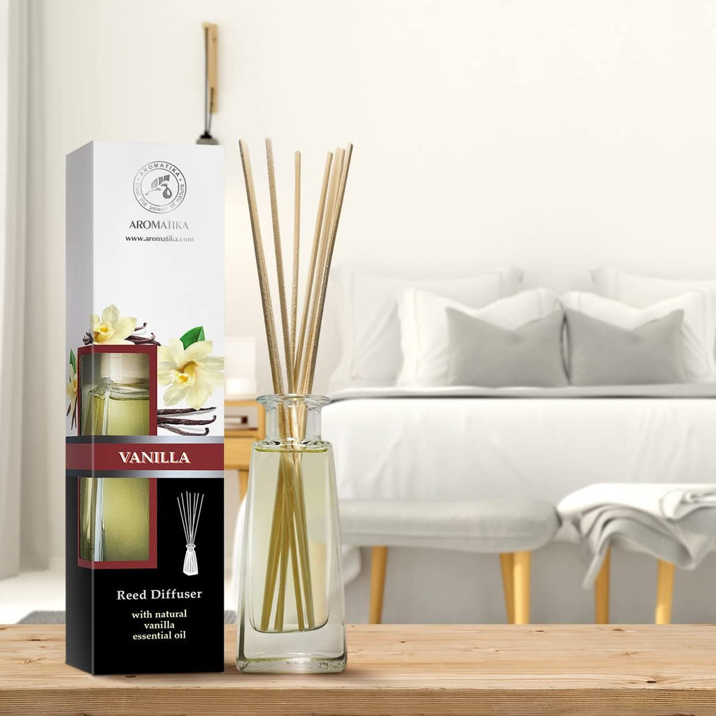 AROMATIKA Vanilla Reed Diffuser Set 3.4 fl oz (100 ml) - Home Fragrance