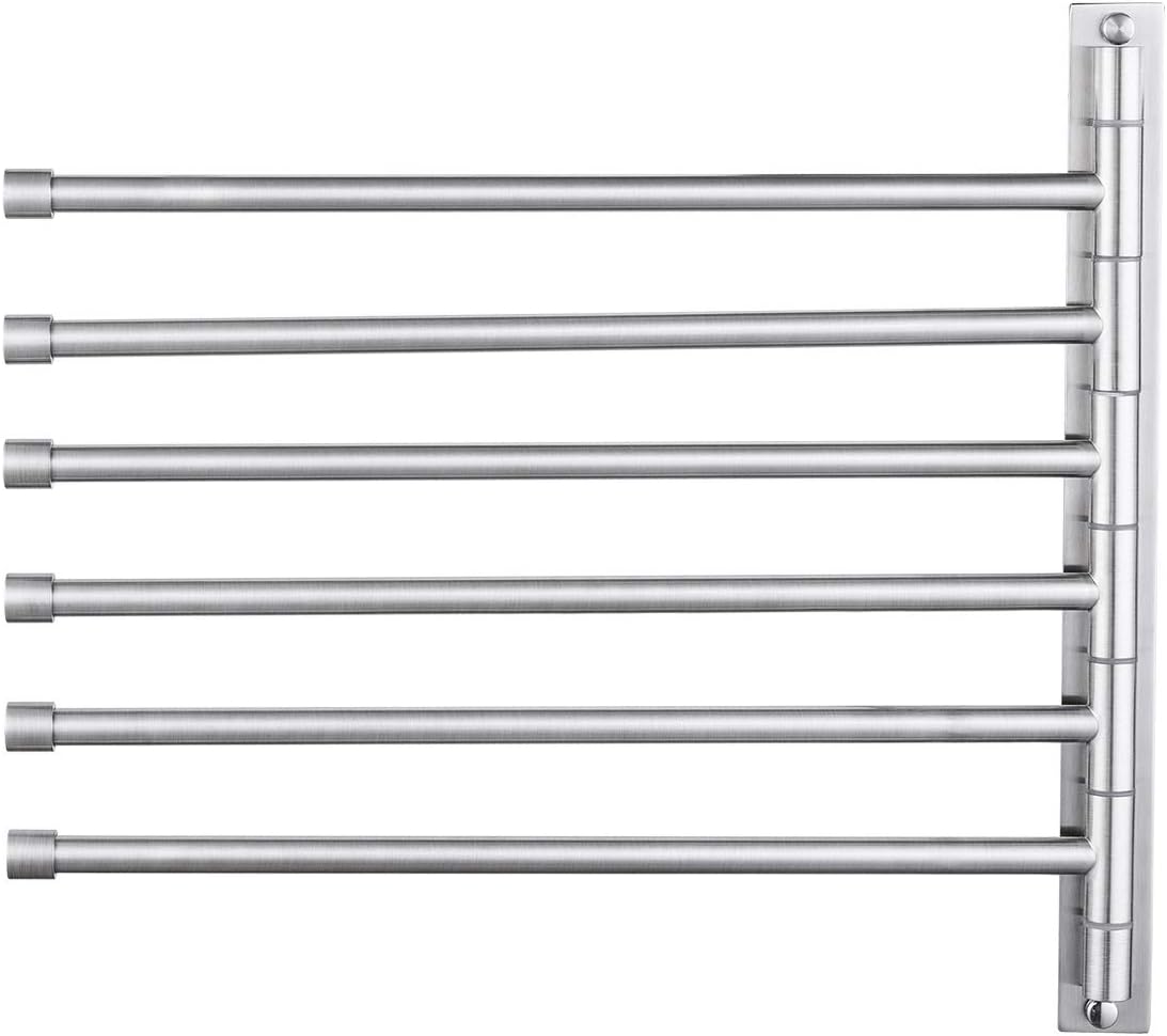 KES Swing Out Towel Bar, 6-Bar Folding Arm Swivel Hanger, 13 Inch
