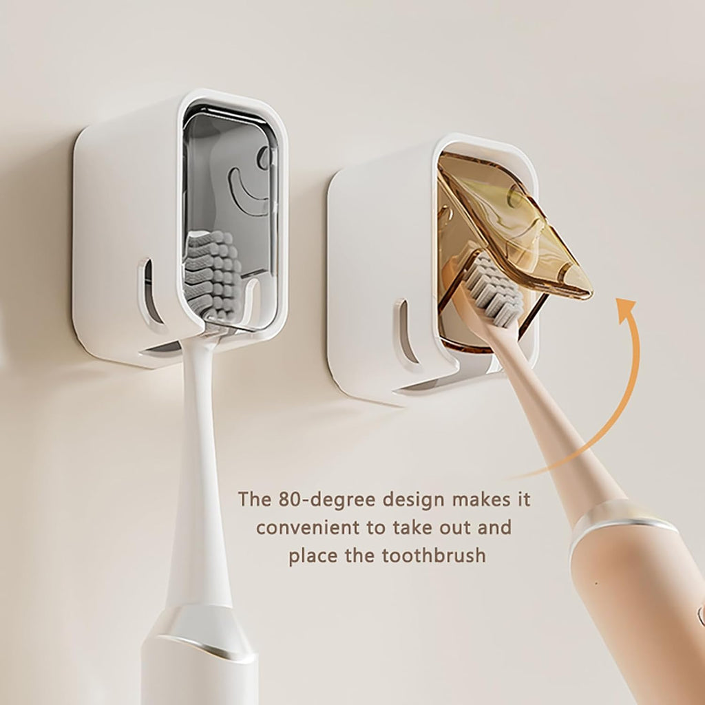 4PCS Toothbrush Holders Wall Mounted with Cover Tooth Brush Holder