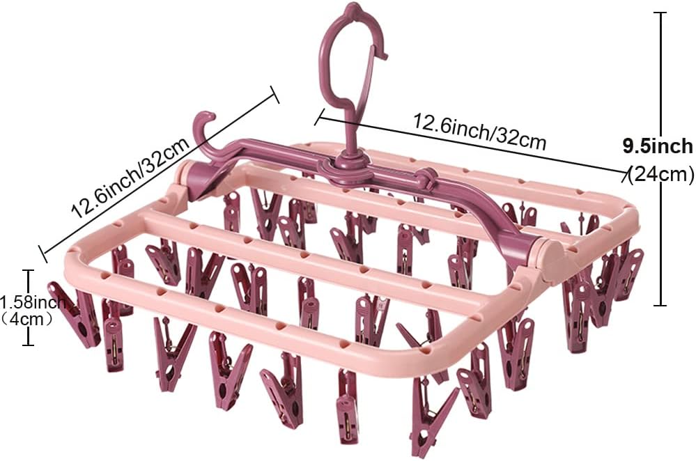 Foshine Clothes Drying Racks Foldable Clip Hangers Plastic with 32 Clips