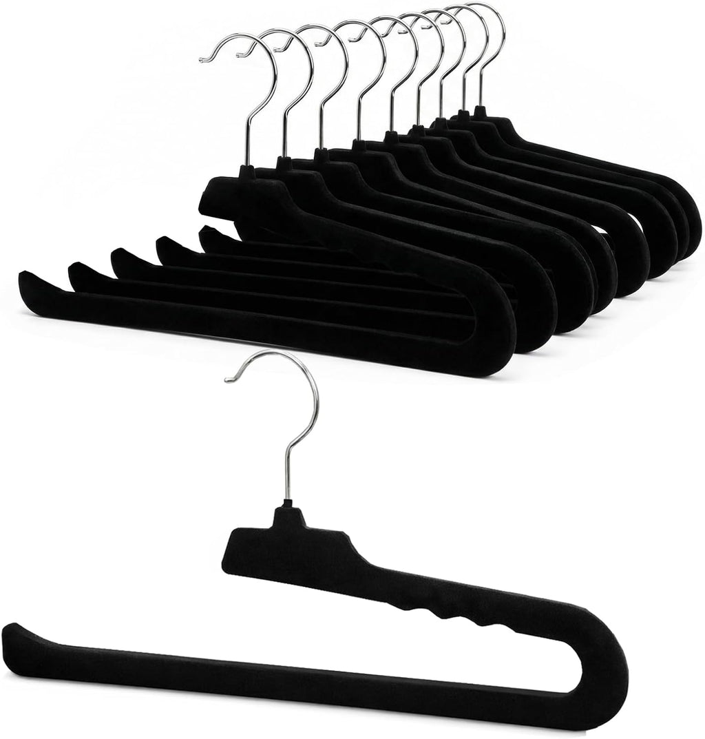 Pants Hangers, 10 Pack Non-Slip Open Ended Velvet Hangers