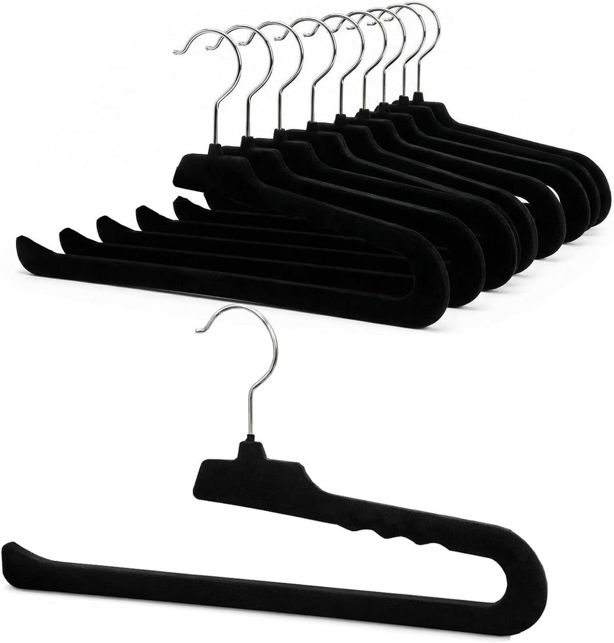 Pants Hangers, 10 Pack Non-Slip Open Ended Velvet Hangers