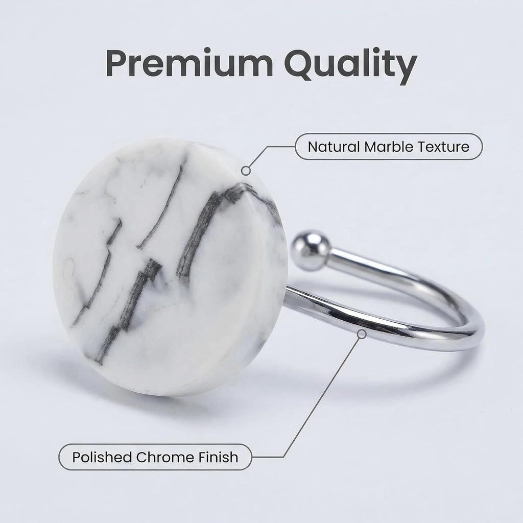 12 Pc Marble Shower Curtain Hooks Rustproof Resin Decorative Curtain Rings
