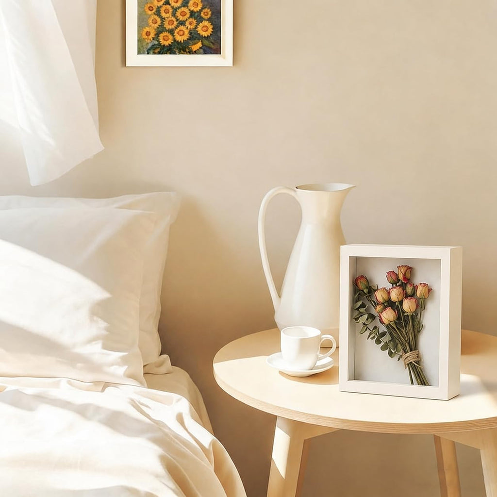 8x6 Shadow Box Frame Display Case, 3D Picture Frame, Display Case Box for Memorabilia, Baby Items, Wedding Memories, Crafts, Tickets and Photos (White)