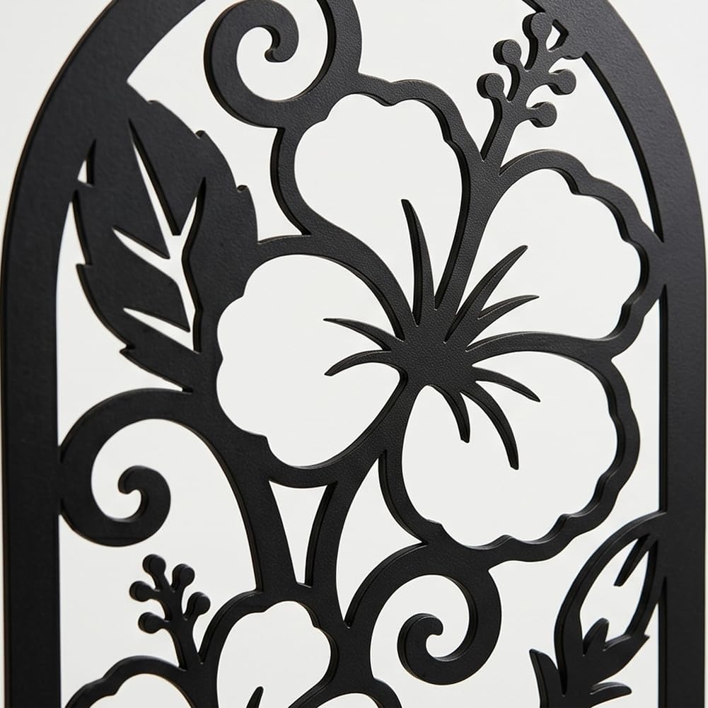 1 Pairs Hibiscus Floral Motifs Black Metal Bookends for Shelves