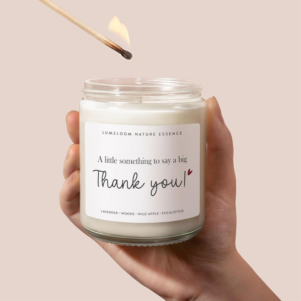LUMELOOM Thank You Gifts for Women Men- 9oz Lavender Scented Soy Wax Candle