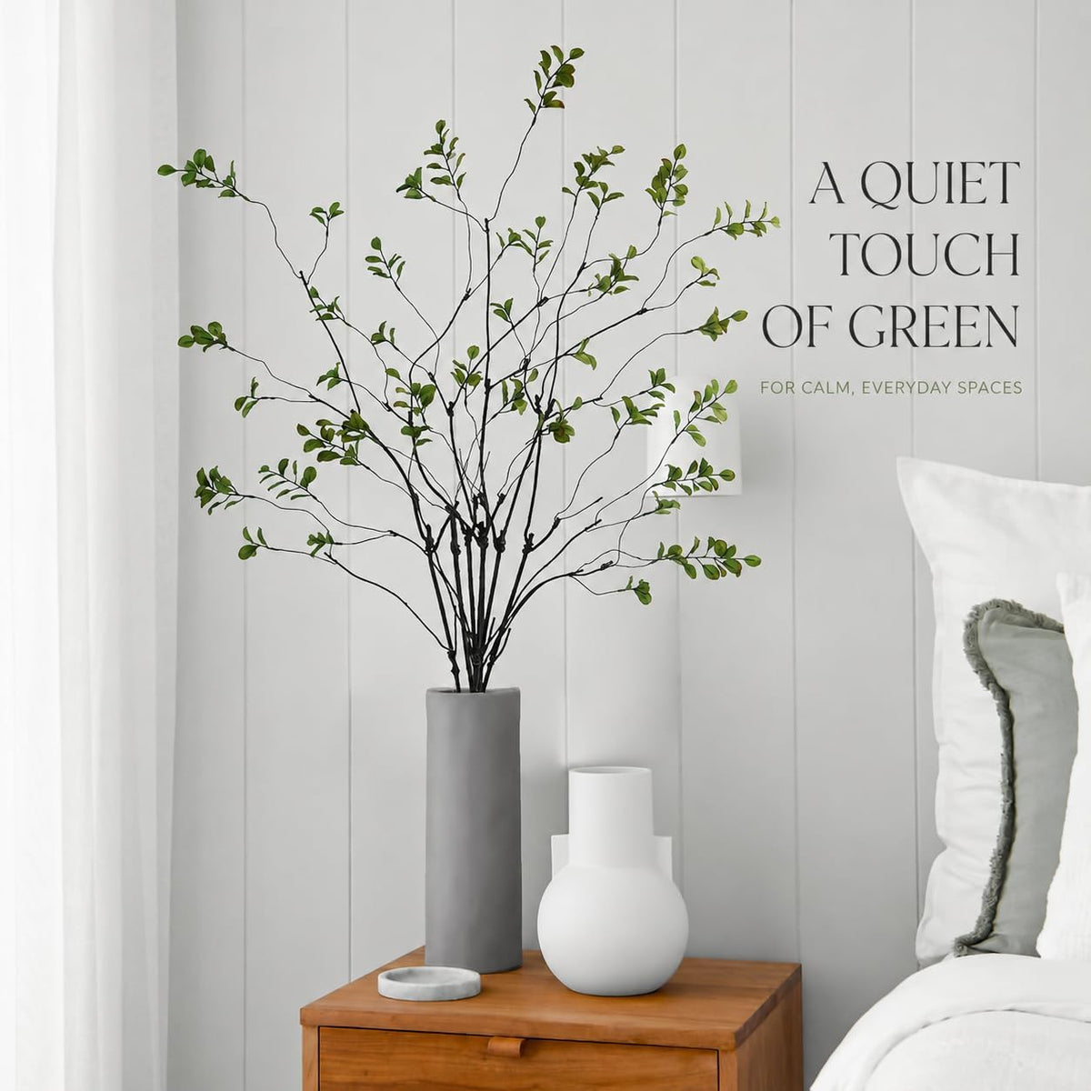 Krissing 12 Pcs Faux Greenery Stems, 37-Inch Ficus Branches for Vase