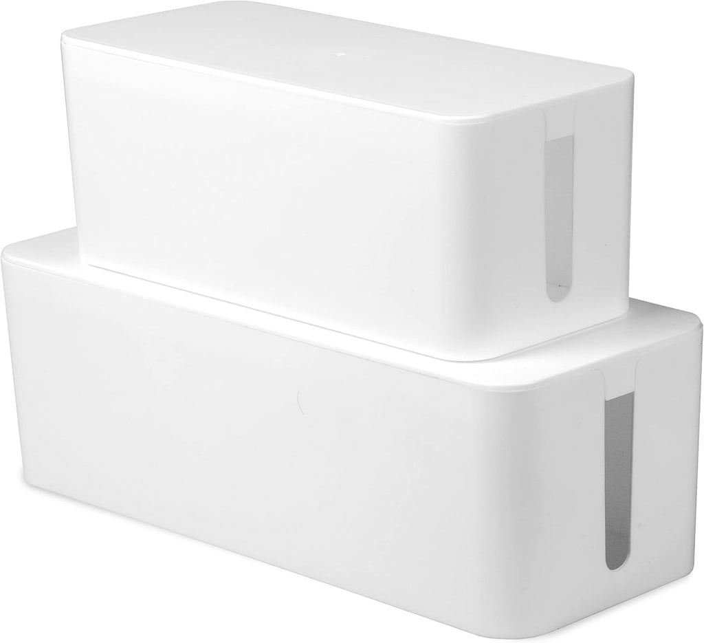 Iron Forge Cable Cable Management Box, 2 Pack - White, Hook & Loop Keepers
