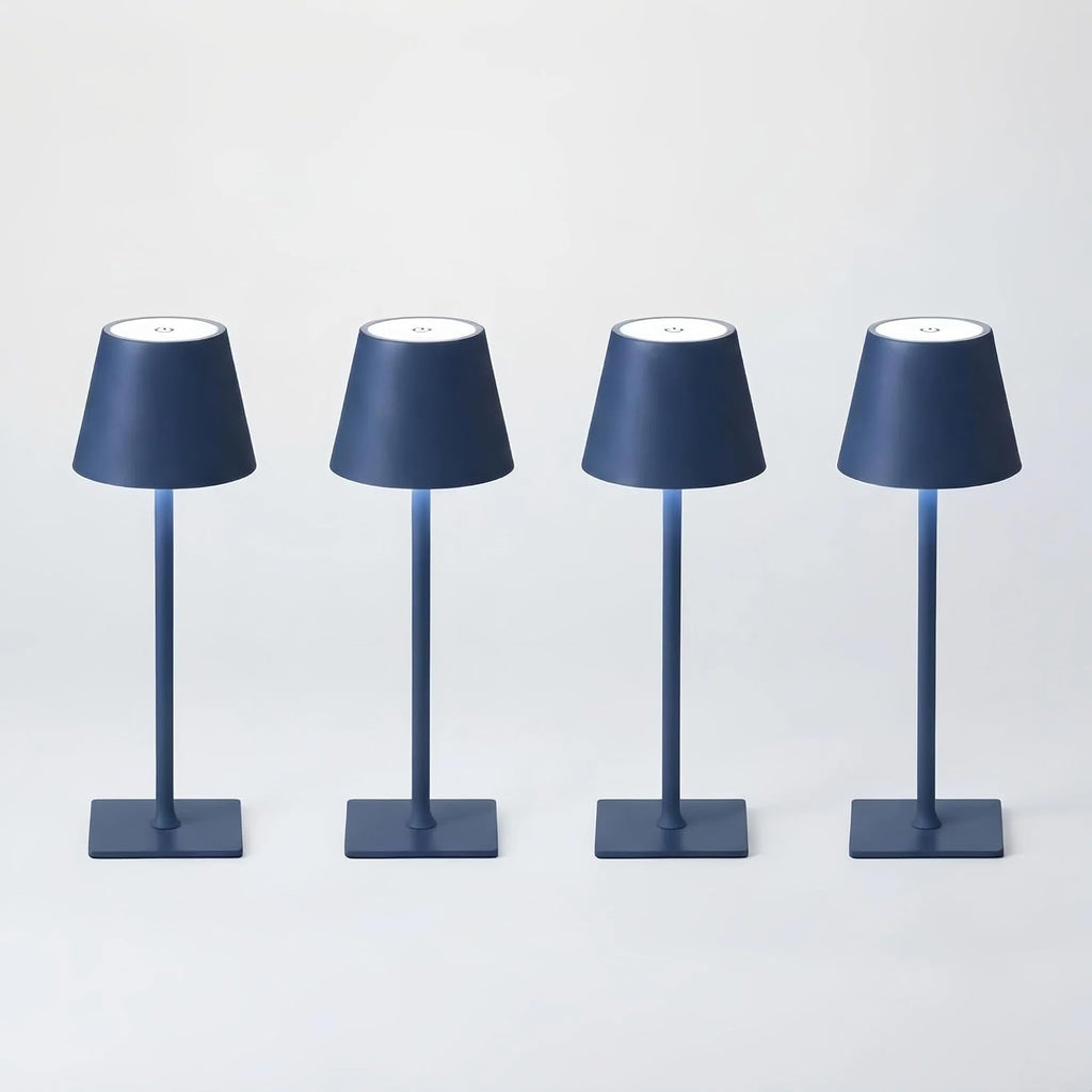 Blue Rechargeable Table Lamps Cordless Set of 4 for Mahjong Tables Party