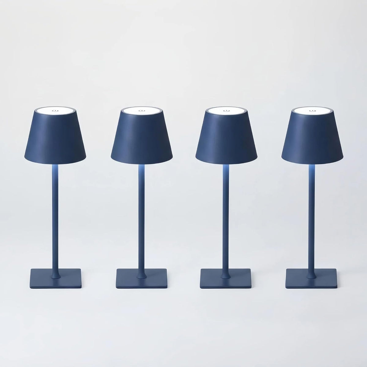 Blue Rechargeable Table Lamps Cordless Set of 4 for Mahjong Tables Party