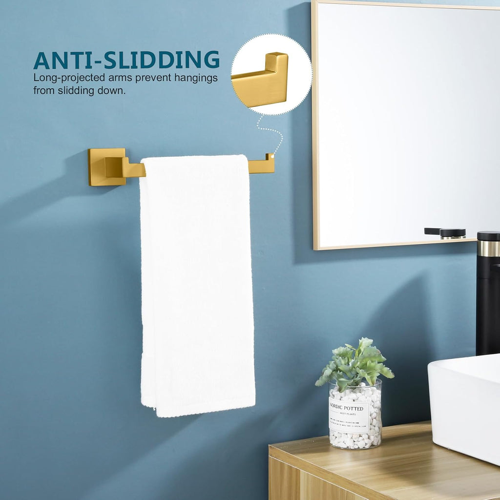 KOKOSIRI Towel Bar Gold Hand Towel Holder for Bathroom Kitchen Hardware Stainless Steel Wall Mounted, Brushed Gold, B3003BG