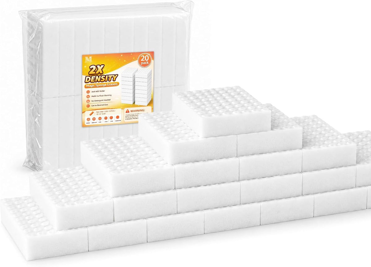 20 Pack Magic Sponge Erasers, 2X Density Extra Thick Melamine Cleaning Pads