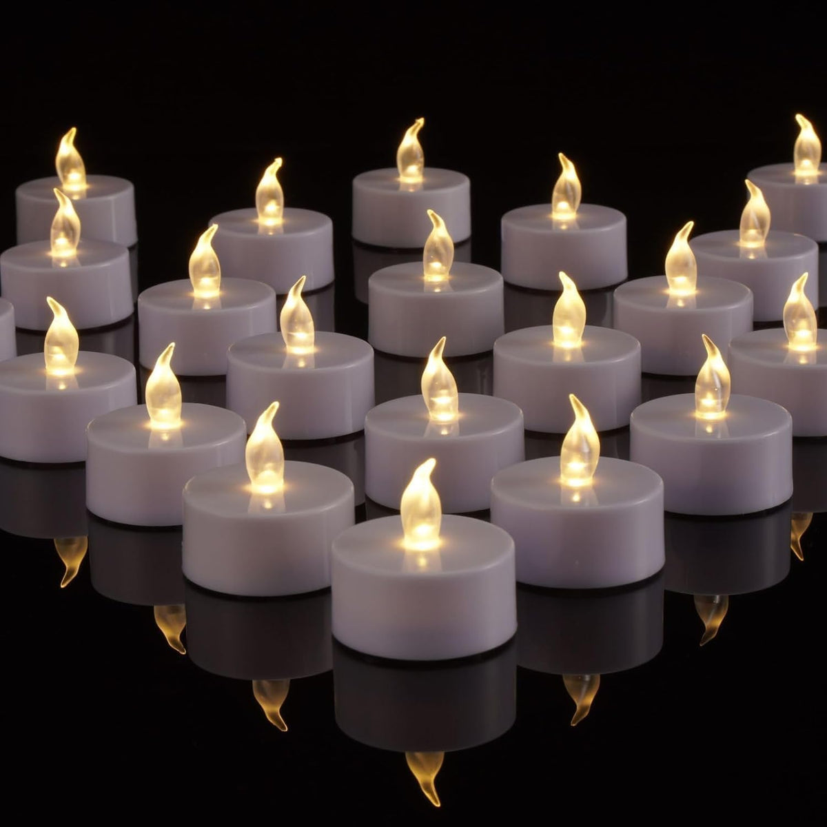 TSLVIC Flameless LED Tea Lights Candles Battery Operated Warm White 24 Pack