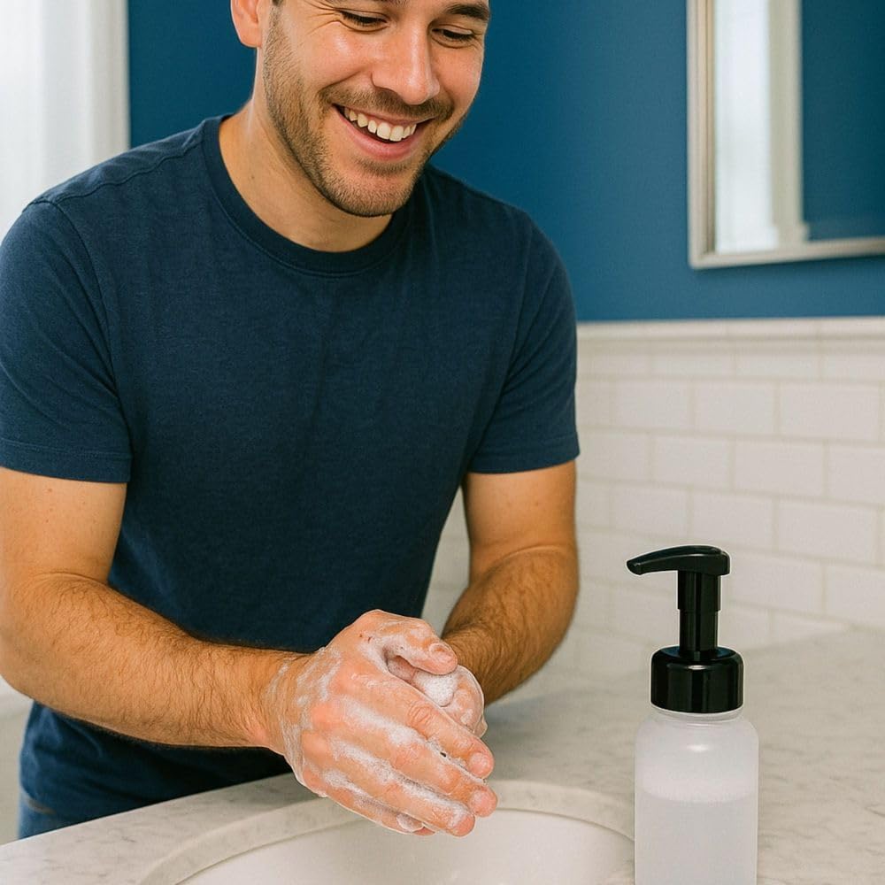14 oz Plastic Foaming Soap Bottle Dispenser (Clear/Black)