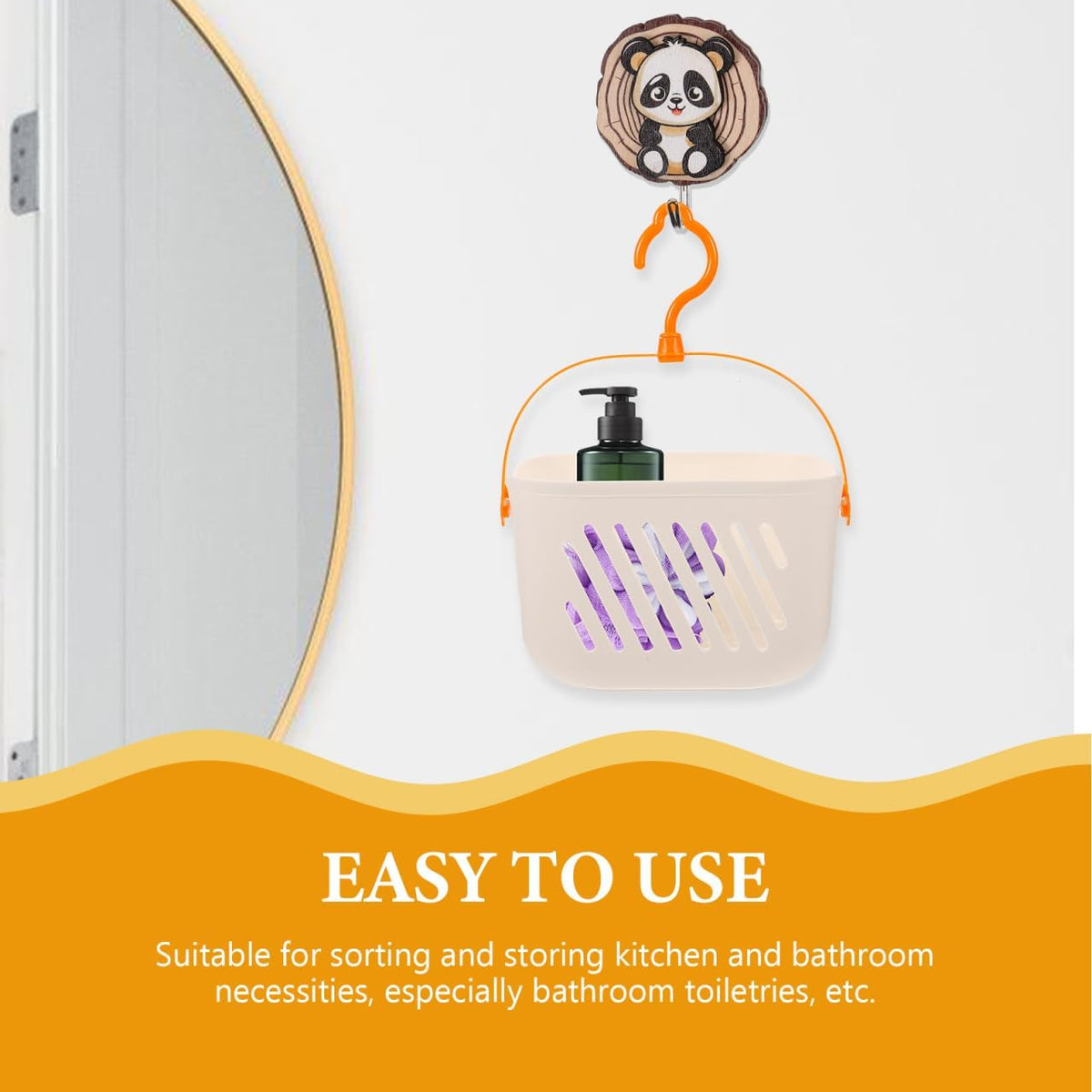 Angoily Small Shower Caddy, Plastic Hanging Basket for Shower with Hook