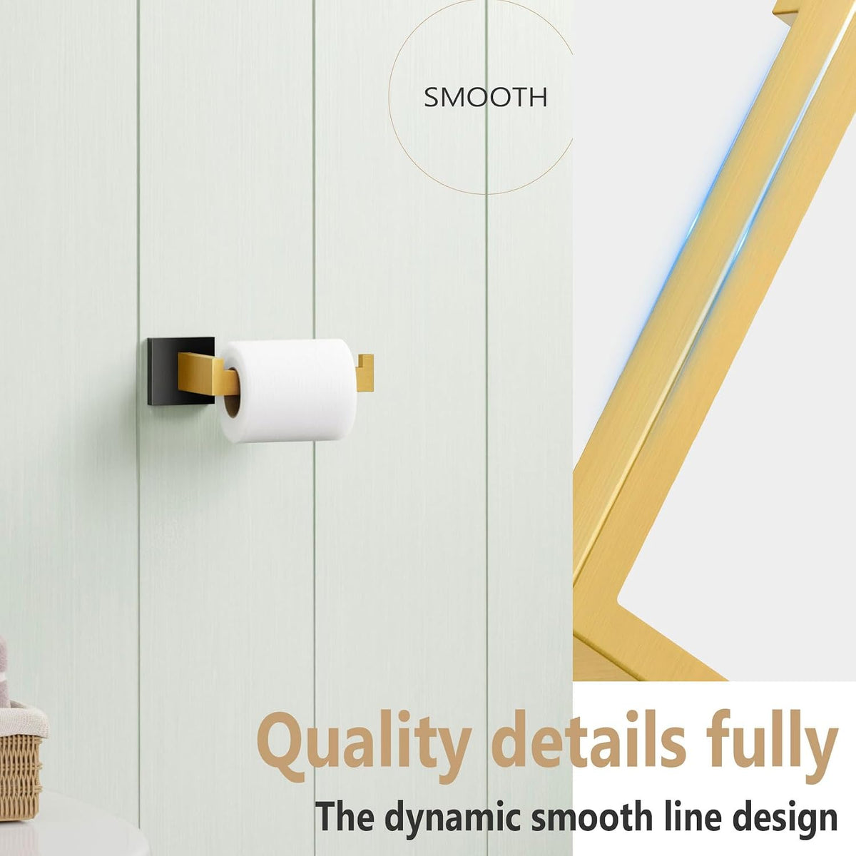 KOKOSIRI Toilet Paper Holders Wall Mounted Toilet Roll Holder for Bathrooms Hardware Washroom T-304 Stainless Steel, Matte Black and Gold B2003GDK