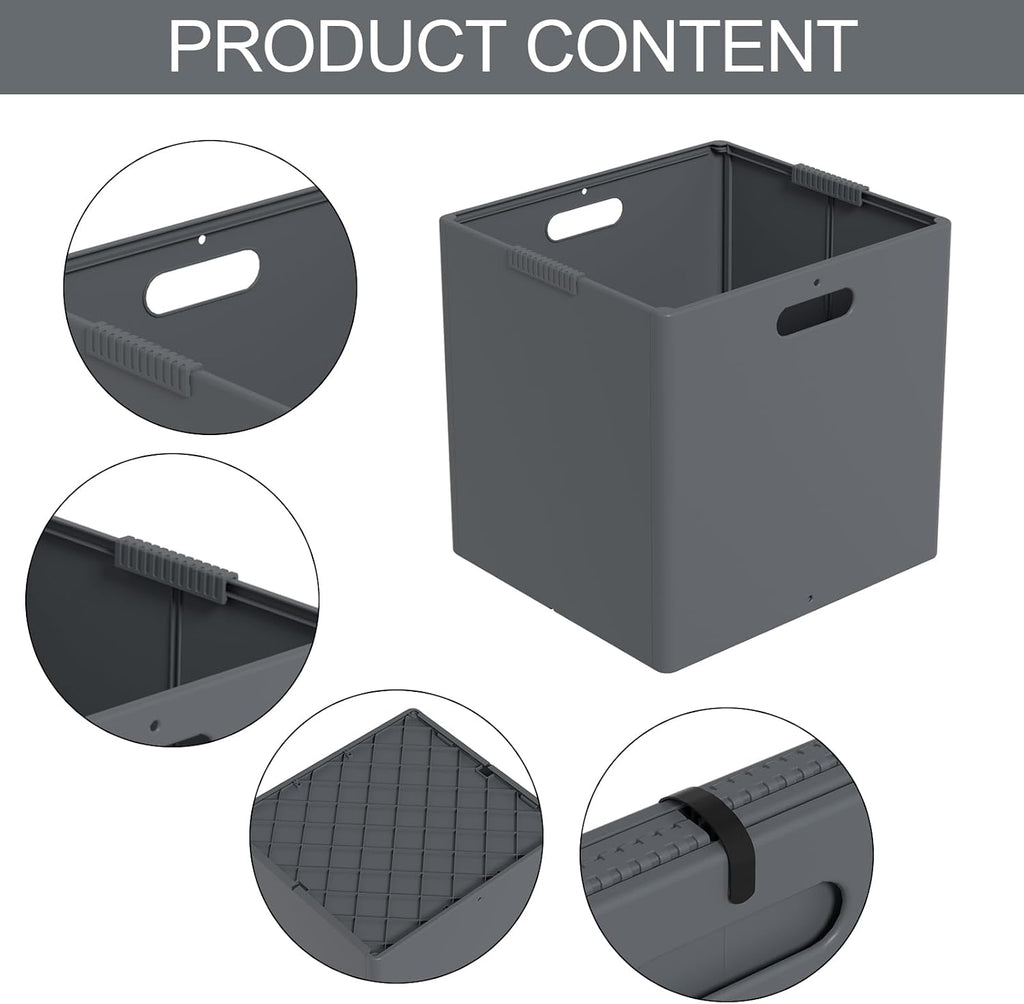 Plastic Foldable Cube Storage Bin, Collapsible Storage Cubes 4-Pack