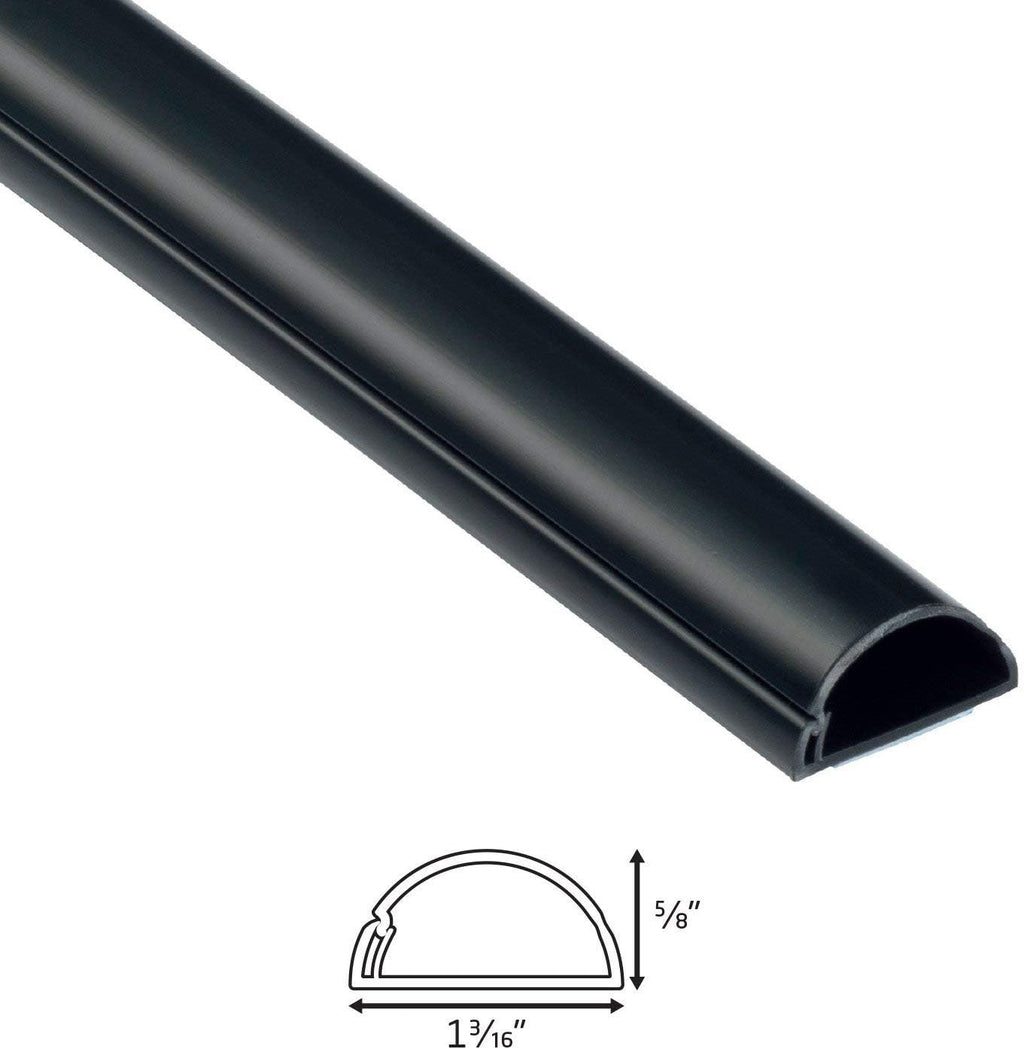 D-Line Cable Management Box (Large) & Medium Cable Raceway Length 1.18" (W) x 0.59" (H) x 39" Length - Black
