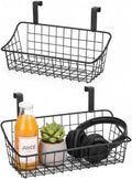 LeleCAT Over Cabinet Door Basket with hook Grid Storage Basket, Kitchen Storage Organizer,Over Cabinet Door Organizer,Hanging it behind a door or on a railing, Small, BLack,2 Pack