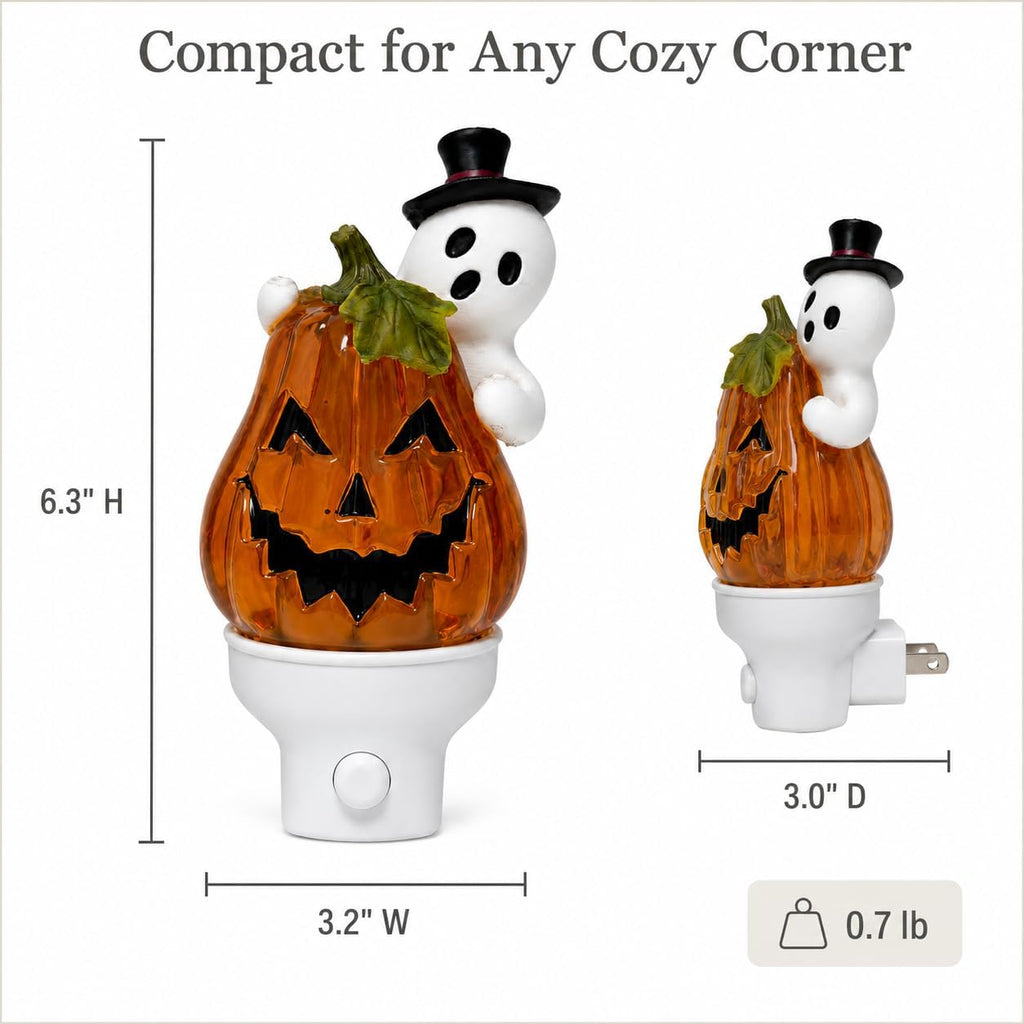 Halloween Ghost Pumpkin Water Spinner Plug-In Wall Night Light