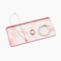 8″ x 3.7″ Ceramic Vanity Tray, Decorative Rectangular Organizer for Bathroom Countertop, Dresser Top, Kitchen & Bathtub, for Soap, Perfume, Candle, Jewelry & Cosmetics (Marble-Pink)