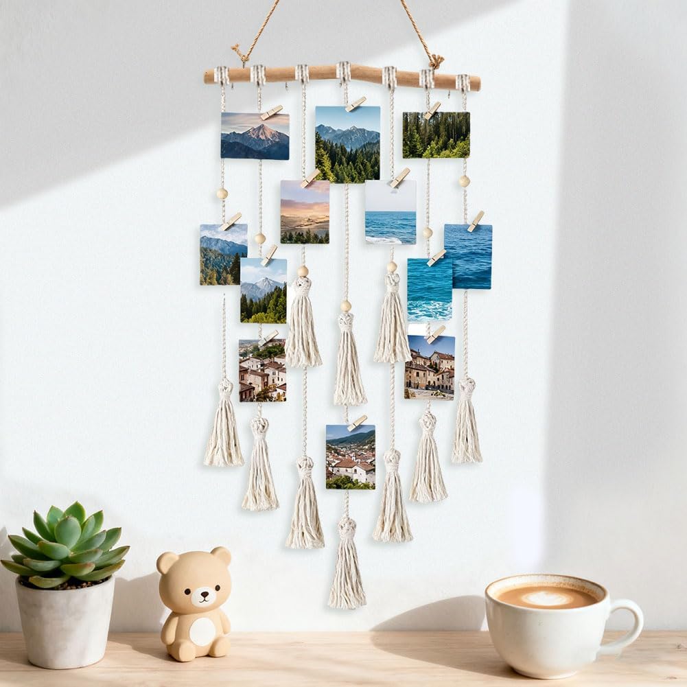 15.7in Driftwood Jewelry Organizer, Tree Wall Hanging Decor with 5 Hooks