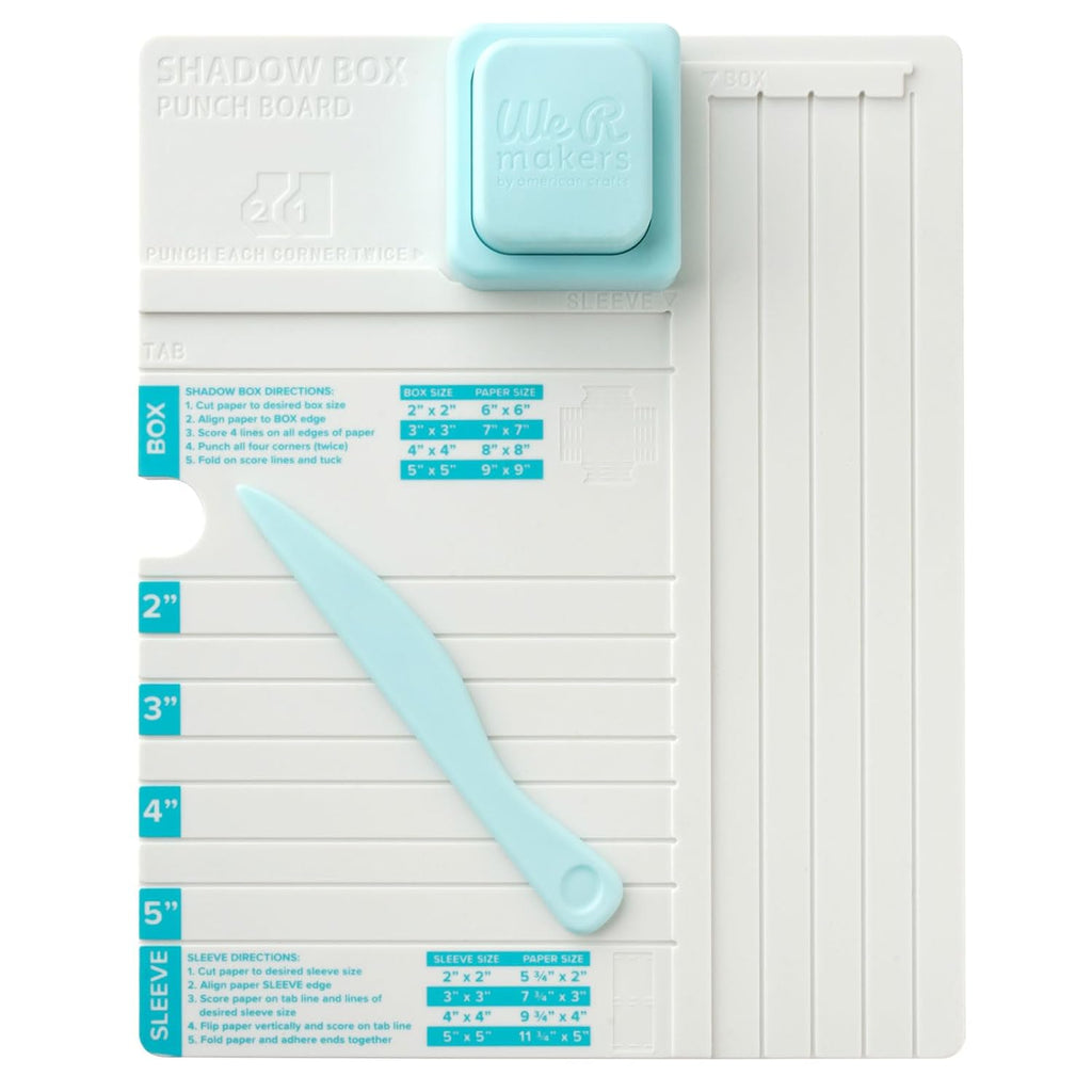 We R Makers Shadow Box Paper Punch Board - Paper Cutter Creates 2"-5" Shadow Boxes, Includes Scoring Tool - Great for Crafts, Card Making, Advent Calendars, Layered Scenes, and DIY Gifts