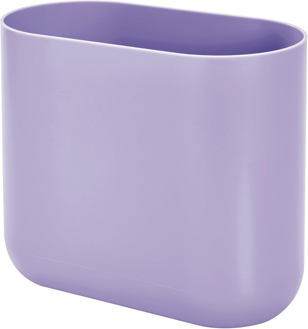 iDesign Small Slim Plastic Bathroom Trash Can, Purple, 10.56" x 5.5" x 9.77" high (Pack of 2)