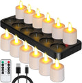 Esup Rechargeable Tea Lights Candles with Remote and Timer for Decorations