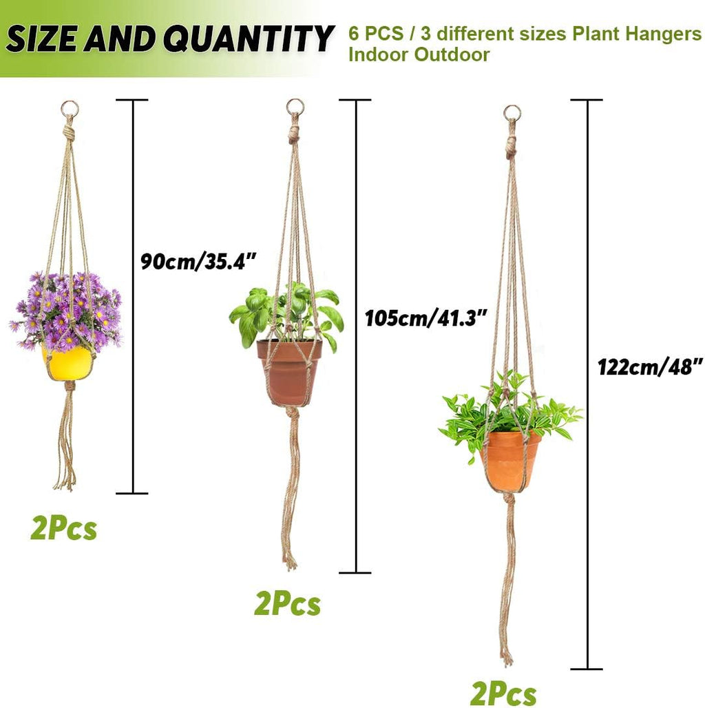Keadic 6Pcs Macrame Plant Hanger, 3 Sizes Indoor Hanging Plant Holder Hanging Plant Holder Plant Hangers Hanging Planters for Indoor Plants for Home Patio Garden