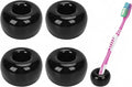 4 Pack Mini Ceramic Toothbrush Holders, Single Toothbrush Holder for Shower, Cute Toothbrush Stand for Bathroom, Medicine Cabinet, Dorm (Black)
